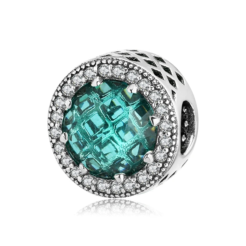 100% autentico argento sterling 925, cuore rosa, perline di zirconi trasparenti, compatibile con i charm europei originali, braccialetti e creazione di gioielli