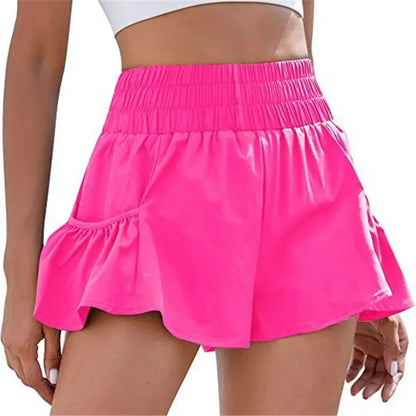 The latest summer women's pants, high-waisted shorts that dry quickly for fitness and running. With pocket