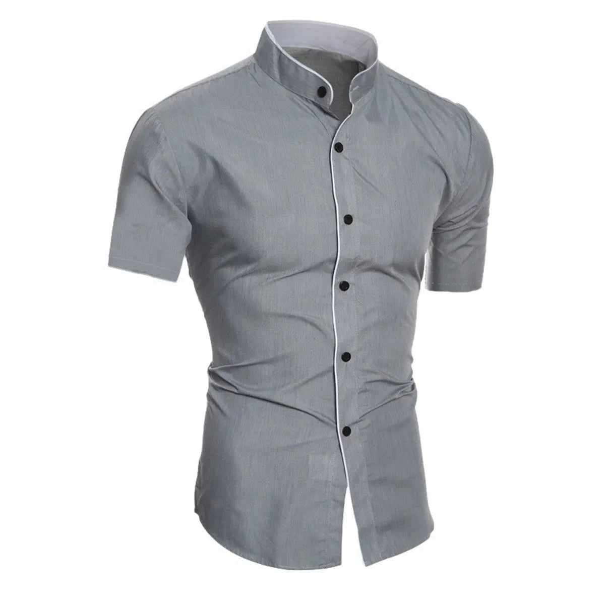 Nuova camicia casual a maniche corte da uomo, tinta unita, per il pendolarismo