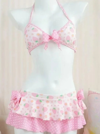 Nuovo bikini a 4 pezzi da donna a vita alta, modello Fairy Sweet, 2026 - Stampa alla moda, ideale per vacanze al mare, feste estive e molto altro.