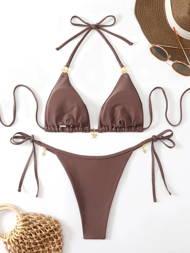 Bikini micro a triangolo sexy 2026 Costume da bagno da donna, abbigliamento da spiaggia, costume da bagno estivo da donna, bikini a perizoma, set da bagno femminile