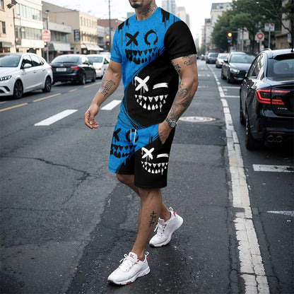 Completo da uomo 2024 nuovo stile hip hop con stampa 3D, vestibilità oversize, maniche corte, pantaloncini, abbigliamento sportivo estivo casual da uomo.