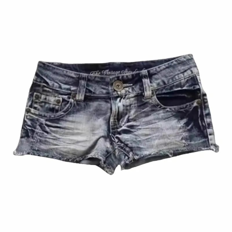 Aesthetics Harajuku Hip Hop Fashion Street Clothing Graphic Printing Women Blue Ins Style Y2k Goth Slim Casual Hot and sexy Shor