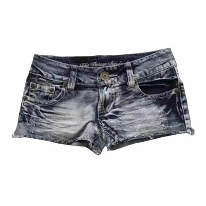 Aesthetics Harajuku Hip Hop Fashion Street Clothing Graphic Printing Women Blue Ins Style Y2k Goth Slim Casual Hot and sexy Shor