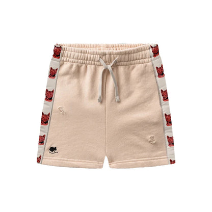 Completo estivo per bambini 2025, composto da maglietta a girocollo stampata e pantaloncini ricamati. Abbigliamento di tendenza per bambini.