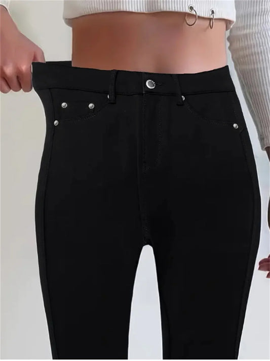 Women Slim Fit Stretch Jeans - 9/10 Length Ankle-Length Colorful Comfort Stretch Fabric  Pants Elastic Waist Casual Office Comfy