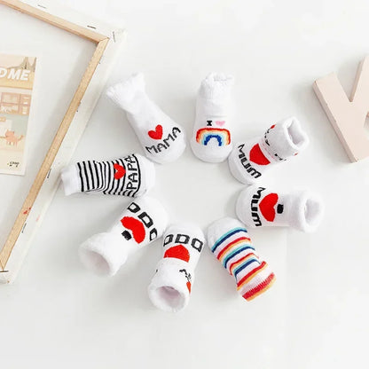 Calzini primaverili ed estivi in cotone morbido e caldo per neonati e bambini, con stampa di lettere, accessori per abbigliamento infantile.