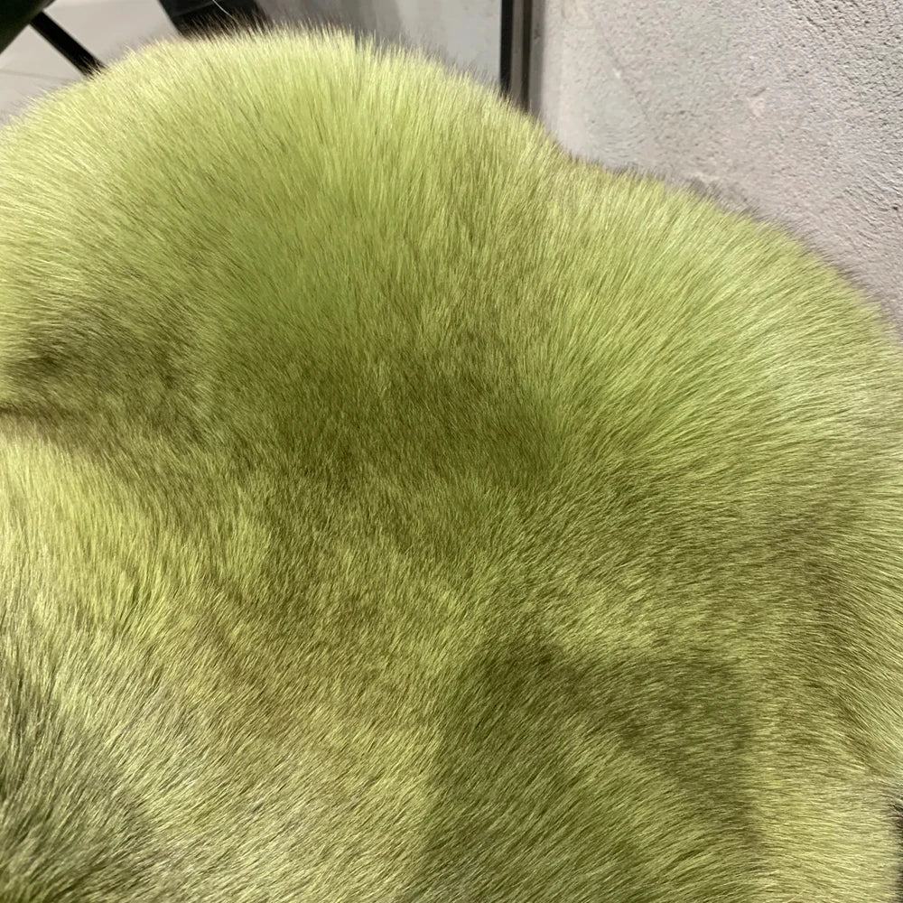 # Golden Fox Fur Jacket Lady Real Fox Fur Coat Short Female Long Sleeve Natural Fur Cloth with Collar