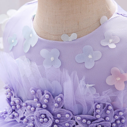 Abiti da sposa bianchi estivi per bambine, neonate, battesimi, primo compleanno, abito da principessa con fiocco e pizzo, abbigliamento da festa per bambine