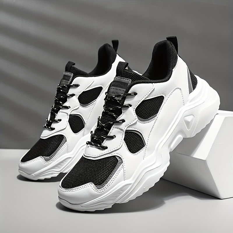 Sneakers da uomo con plateau alla moda - Scarpe casual sportive stile "papà", tomaia in mesh traspirante che aumenta l'altezza, suola in EVA antiscivolo, adatte per la corsa e le attività all'aperto, scarpe da passeggio con suola spessa