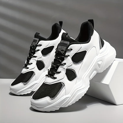 Sneakers da uomo con plateau alla moda - Scarpe casual sportive stile "papà", tomaia in mesh traspirante che aumenta l'altezza, suola in EVA antiscivolo, adatte per la corsa e le attività all'aperto, scarpe da passeggio con suola spessa