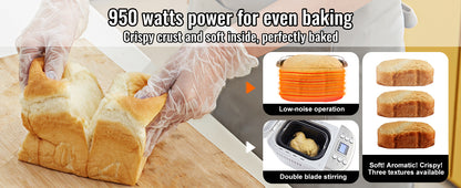 SucceBuy 2/3 LB Macchina per il pane Macchina per impastare 15 in 1 Teglia in ceramica antiaderente Macchina per il pane automatica con impostazione senza glutine