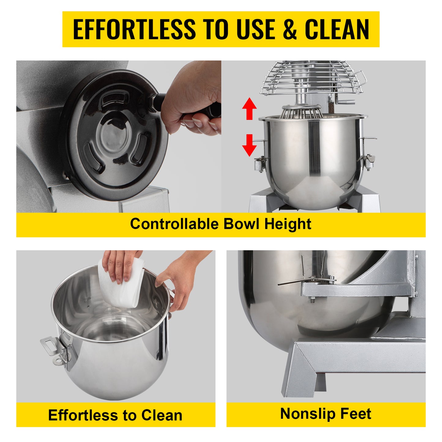 SucceBuy 10-30L Impastatrice elettrica in acciaio inox per panna e uova Frusta per cucina Frullatore per alimenti