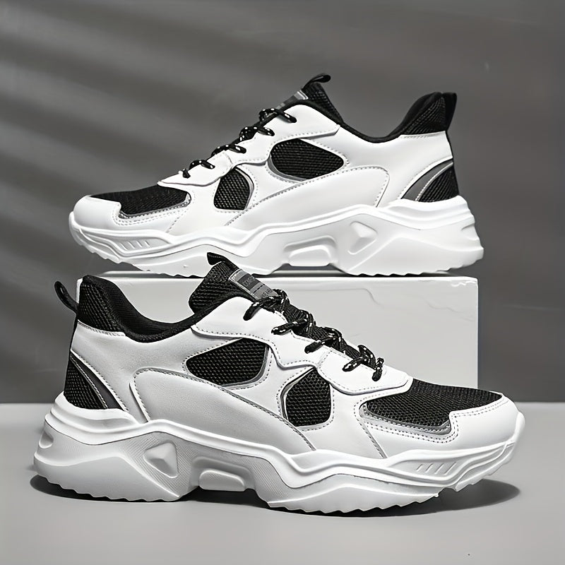 Sneakers da uomo con plateau alla moda - Scarpe casual sportive stile "papà", tomaia in mesh traspirante che aumenta l'altezza, suola in EVA antiscivolo, adatte per la corsa e le attività all'aperto, scarpe da passeggio con suola spessa