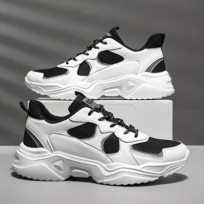 Sneakers da uomo con plateau alla moda - Scarpe casual sportive stile "papà", tomaia in mesh traspirante che aumenta l'altezza, suola in EVA antiscivolo, adatte per la corsa e le attività all'aperto, scarpe da passeggio con suola spessa