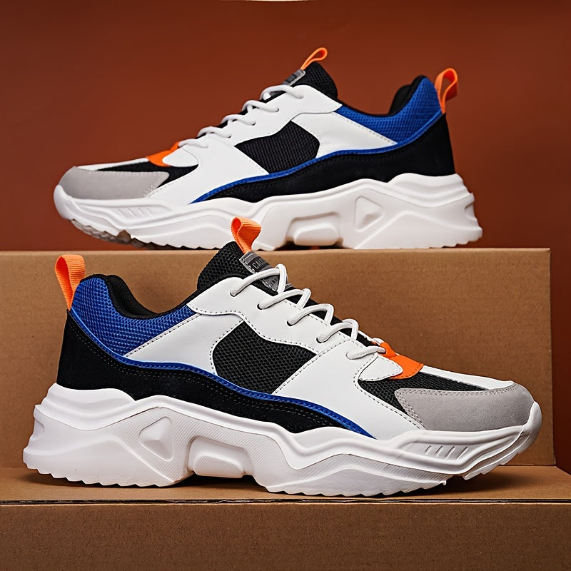 Sneakers da uomo con plateau alla moda - Scarpe casual sportive stile "papà", tomaia in mesh traspirante che aumenta l'altezza, suola in EVA antiscivolo, adatte per la corsa e le attività all'aperto, scarpe da passeggio con suola spessa