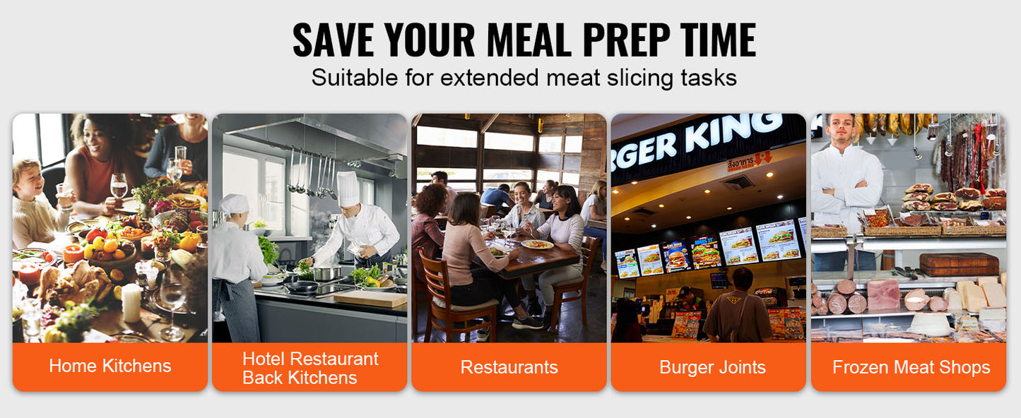 Affettatrice elettrica per carne SucceBuy, affettatrice per alimenti in acciaio inox SUS 420, lama e protezione per lama, spessore regolabile per uso domestico