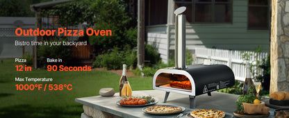 SucceBuy Forno per pizza da esterno da 12 pollici Forni per pizza a legna Stufa a pellet per pizza con termometro per campeggio esterno in cortile
