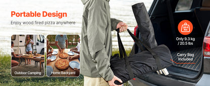 SucceBuy Forno per pizza da esterno da 12 pollici Forni per pizza a legna Stufa a pellet per pizza con termometro per campeggio esterno in cortile
