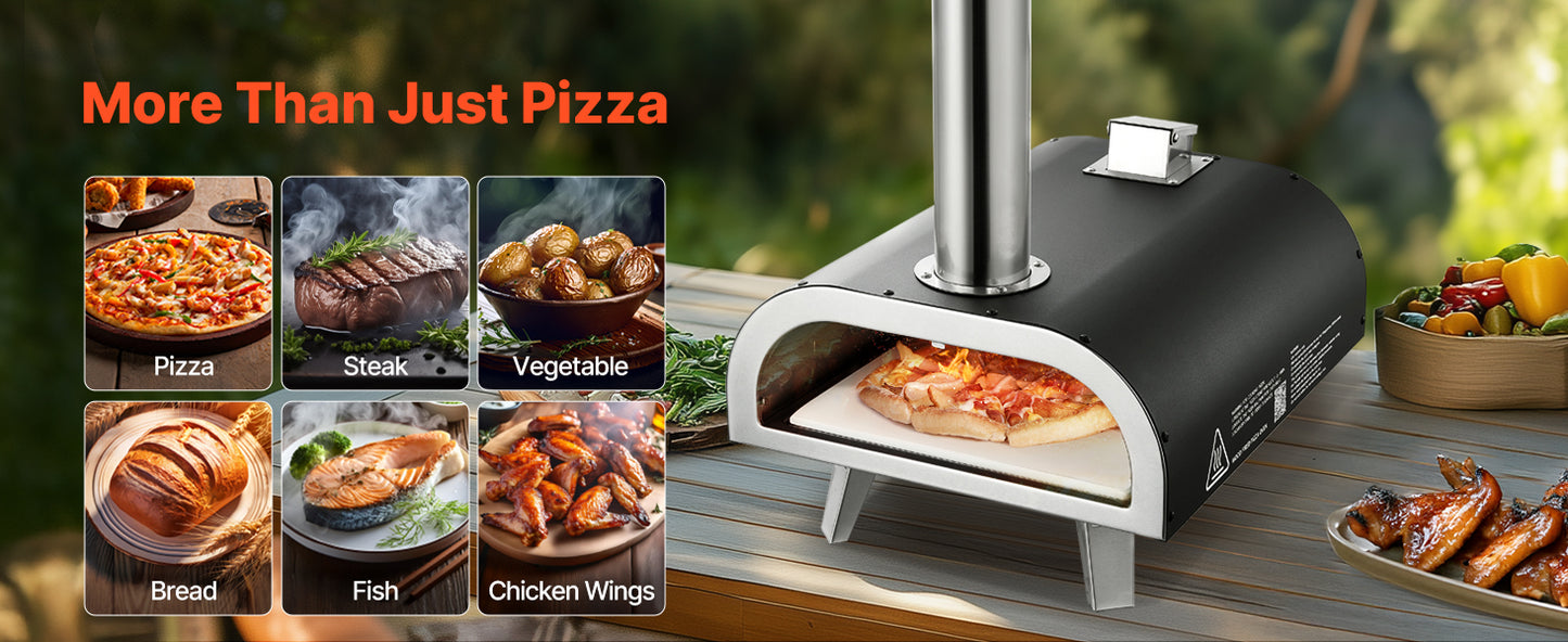 SucceBuy Forno per pizza da esterno da 12 pollici Forni per pizza a legna Stufa a pellet per pizza con termometro per campeggio esterno in cortile
