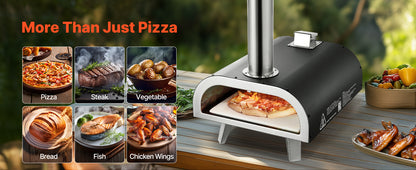 SucceBuy Forno per pizza da esterno da 12 pollici Forni per pizza a legna Stufa a pellet per pizza con termometro per campeggio esterno in cortile